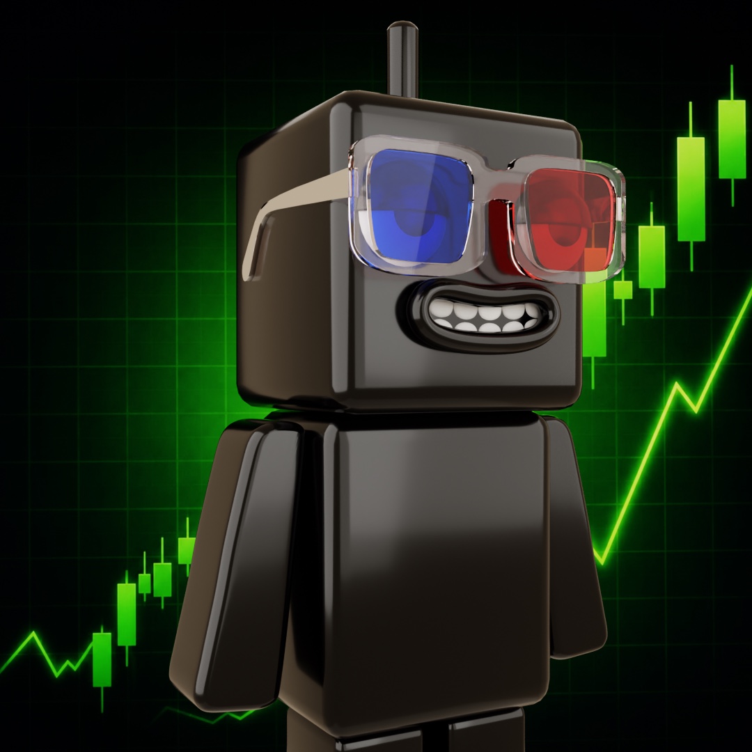 Glossy black Stock Wick wearing red and blue 3D glasses
